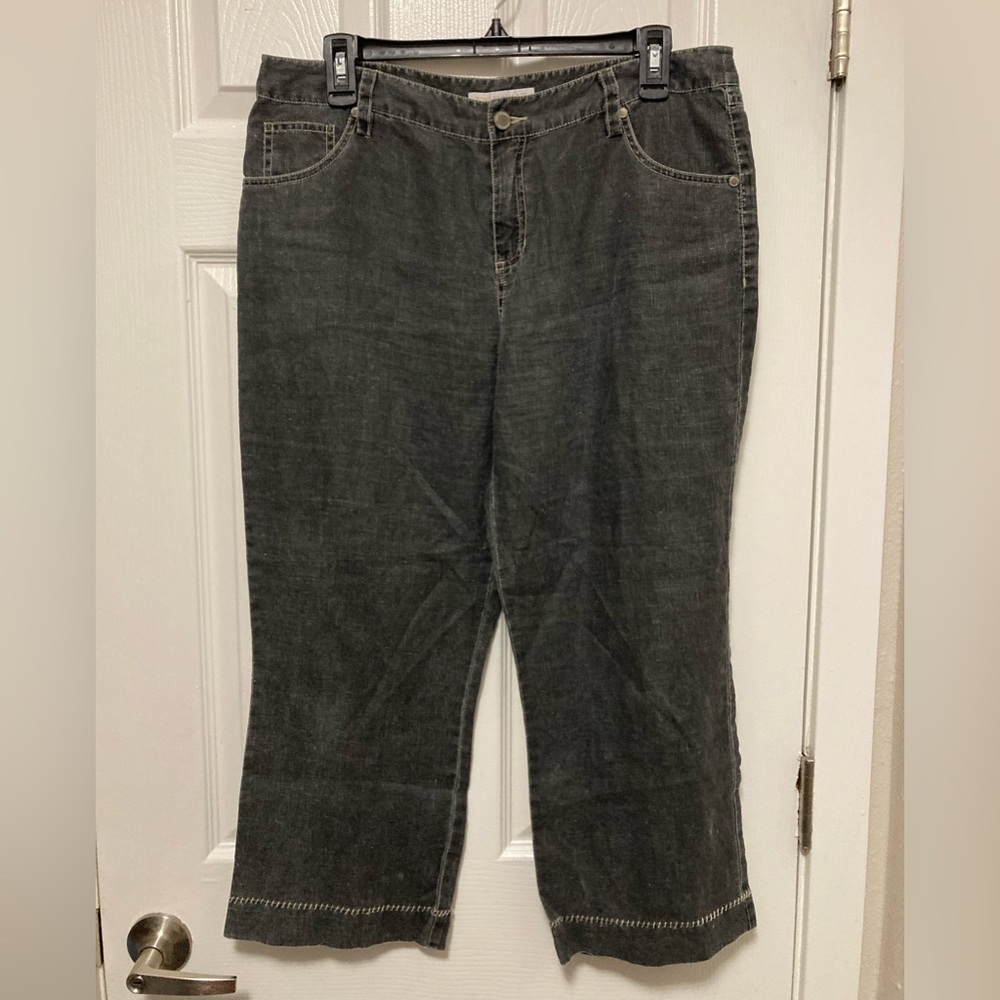 *Tori Richard Black 100% Linen Size 12 Capri Pants #R